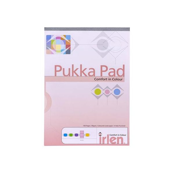 Poznámkový blok, A4, linajkový, 50 listov, PUKKA PAD "Irlen Dyslexia", ružová
