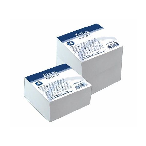Kancelársky blok, 9x9x9cm, biele, VICTORIA OFFICE