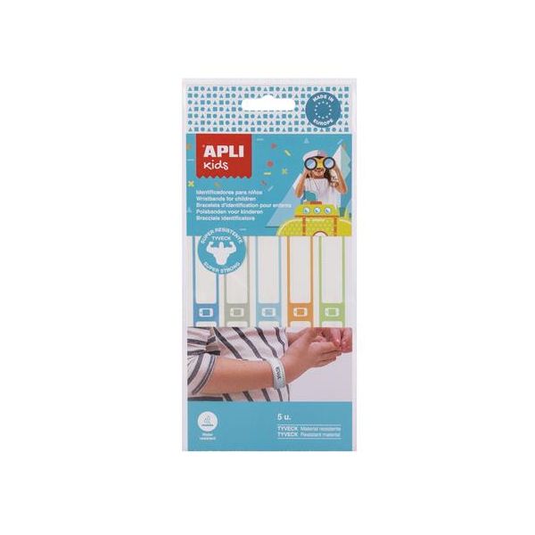 Identifikačný náramok, ručne popisovateľný, tyvek, 5 ks, APLI Kids