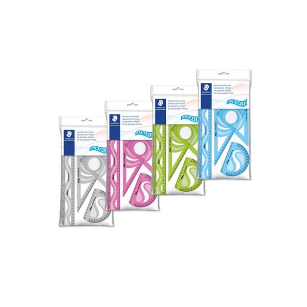 Pravítko, sada, plastové, ohybné, 4 ks, STAEDTLER "569 PB", mix farieb