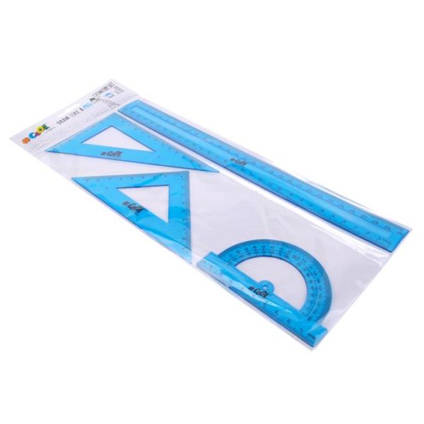 Sada pravítok, plastové, 4-kusové, COOL BY VICTORIA, modrá