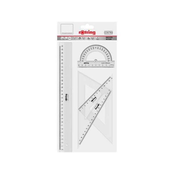 Pravítko, sada, ROTRING, priehľadná