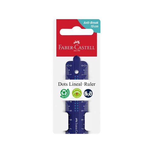 Pravítko, plastové, odolné proti zlomeniu, 15 cm, FABER-CASTELL "Dots", mix farieb