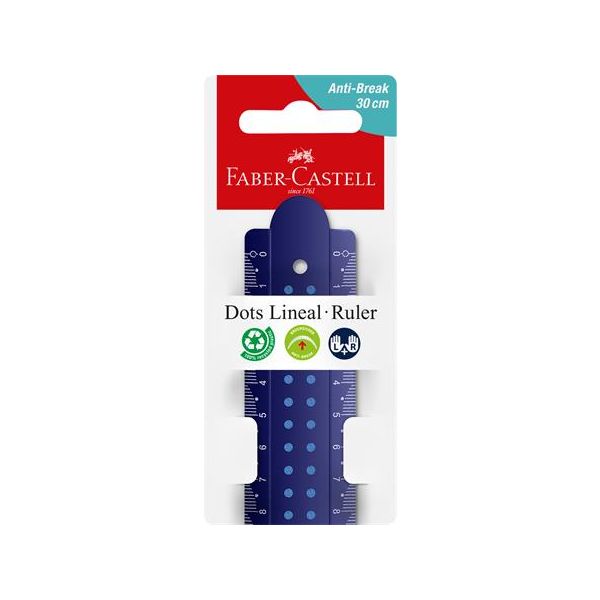 Pravítko, plastové, odolné proti zlomeniu, 30 cm, FABER-CASTELL "Dots", mix farieb