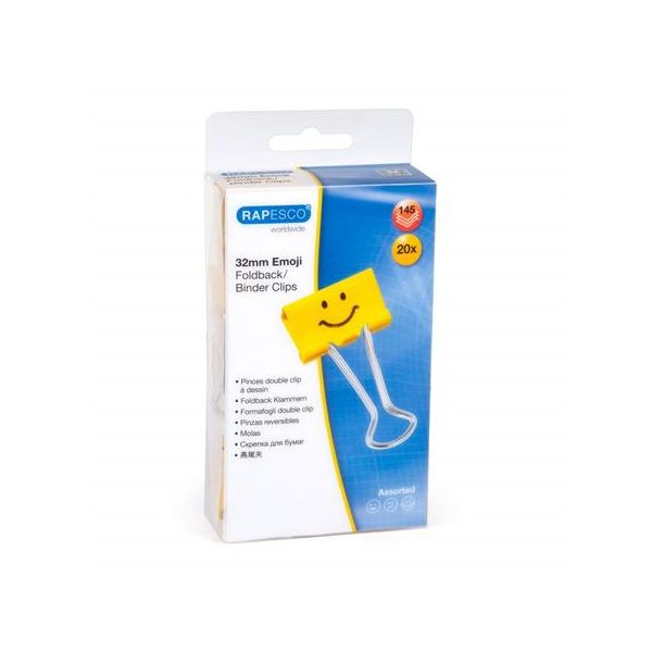 Klipy na dokumenty, 32 mm, "Fun", RAPESCO, žlté