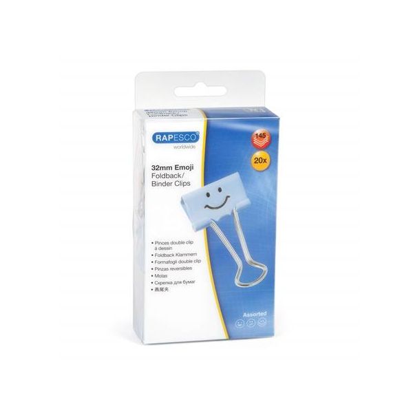 Klipy na dokumenty, 32 mm, "Fun", RAPESCO, svetlomodré