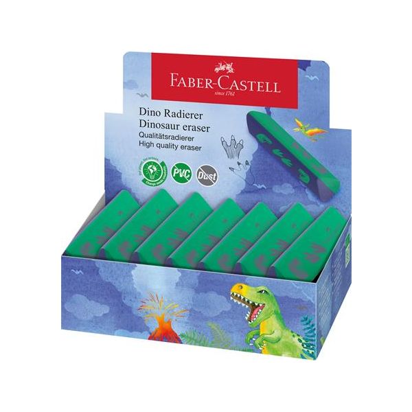 Guma, displej, trojhranný, FABER-CASTELL, dinosaurus