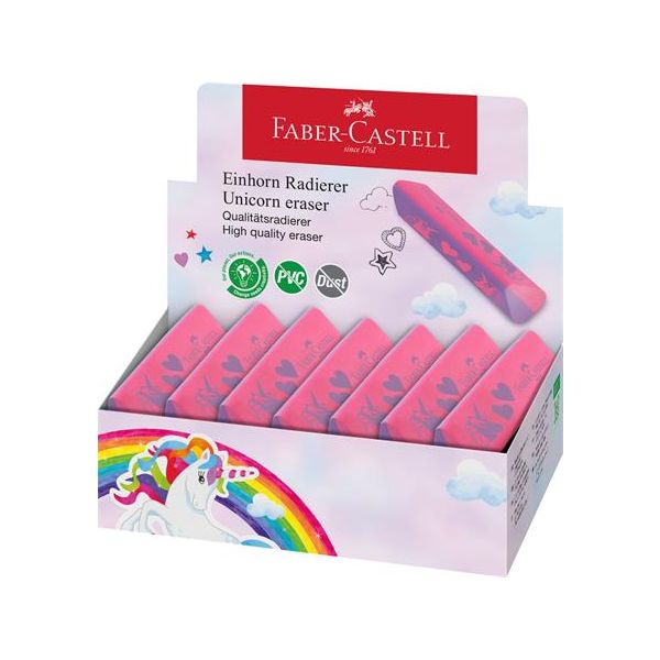 Guma, displej, trojhranný, FABER-CASTELL, jednorožec