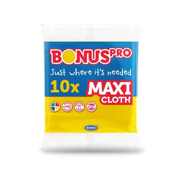 Čistiaca utierka, univerzálna, 10 ks, BONUS "Professional Maxi", žltá