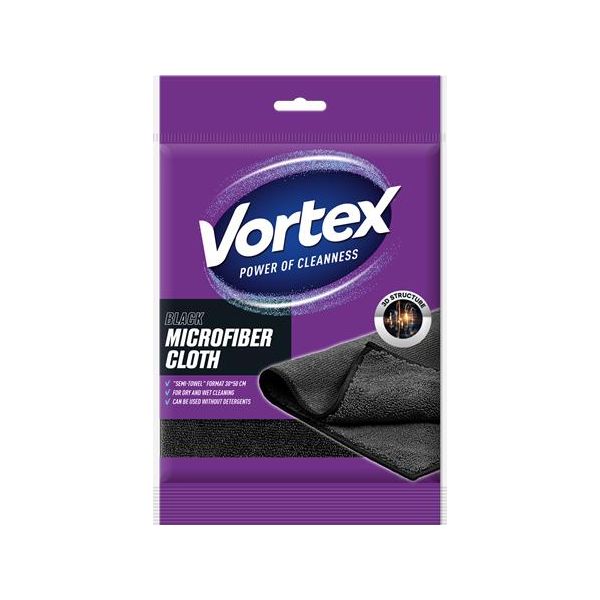 Utierka z mikrovlákna, 30 × 50 cm, 1 ks, VORTEX, čierna