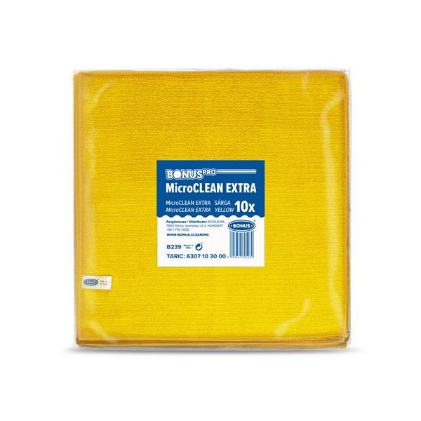 Čistiaca utierka, univerzálna,10 ks, 40x40 cm, BONUS "MicroCLEAN Extra", žltá