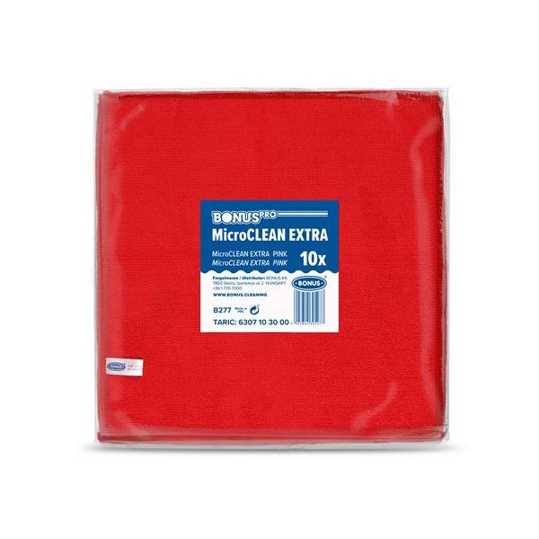 Čistiaca utierka, univerzálna,10 ks, 40x40 cm, BONUS "MicroCLEAN Extra", červená