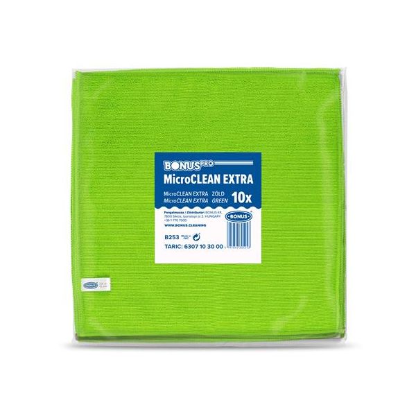 Čistiaca utierka, univerzálna,10 ks, 40x40 cm, BONUS "MicroCLEAN Extra", zelená