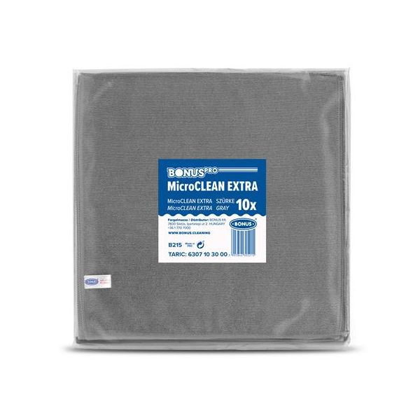 Čistiaca utierka, univerzálna,10 ks, 40x40 cm, BONUS "MicroCLEAN Extra", sivá