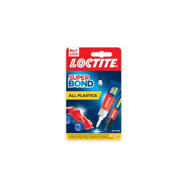 Sekundové lepidlo, gél, 2 g + 4 ml, HENKEL "Loctite Super Bond Plastik"