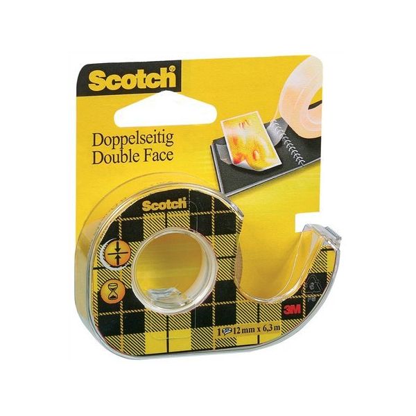 Lepiaca páska, obojstranná, s dispenzorom, ručná, 12,7 mm x 6,3 m, 3M SCOTCH