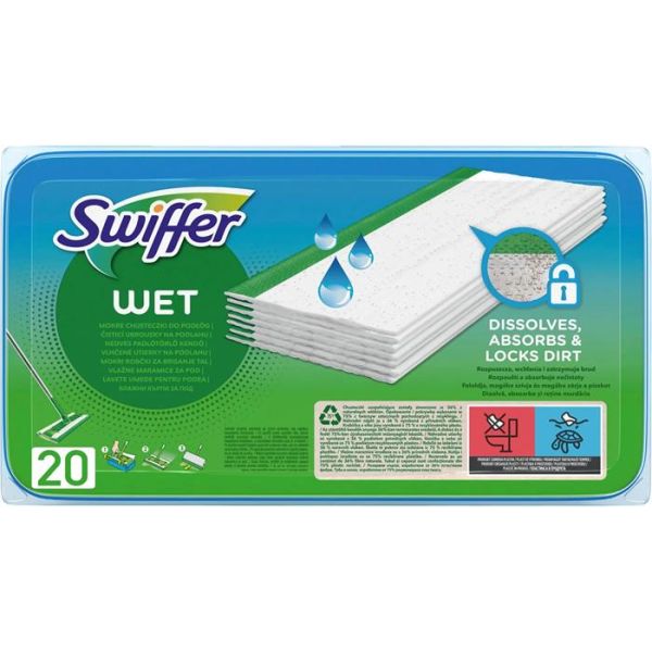 Utierky na podlahu, vlhčené, náhradná nápň, 20 ks, SWIFFER "Sweeper", citrusová vôňa
