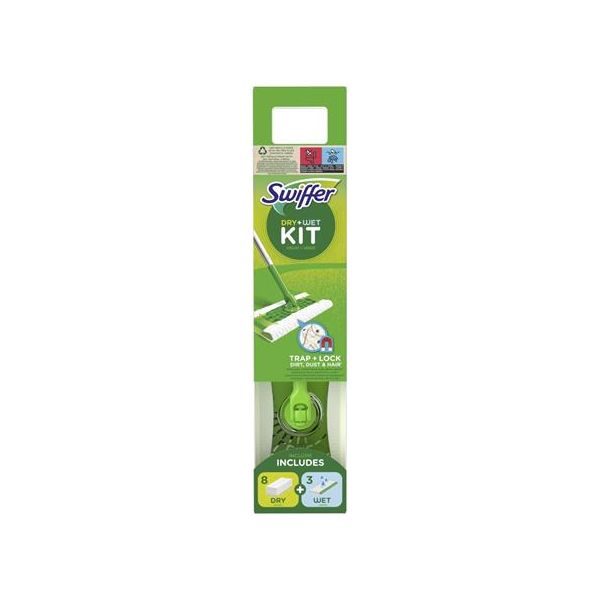 Súprava štarter, mop, s mokrými a suchými náhradnými hlavicami, SWIFFER "Sweeper"