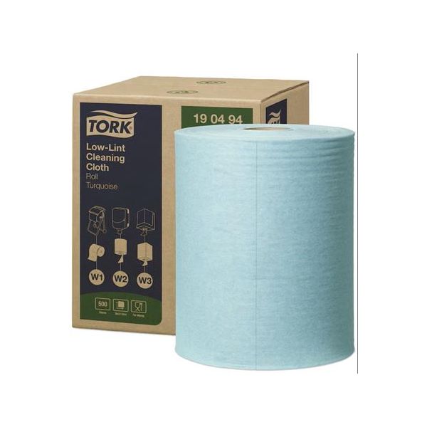 Čistiaca utierka, bez žmolkovania, kotúčová, 1-vrstvová, W1-3 systém, TORK, tyrkysová