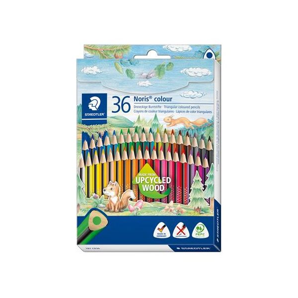 Farebné ceruzky, sada, trojhranné, STAEDTLER "Noris Colour 187", 36 rôznych farieb