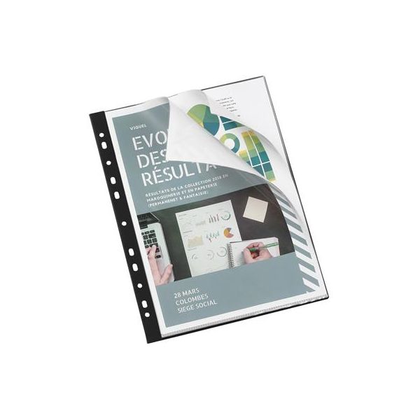 Prezentačná doska, 20 vreciek, A4, VIQUEL, "Essentiel", čierna