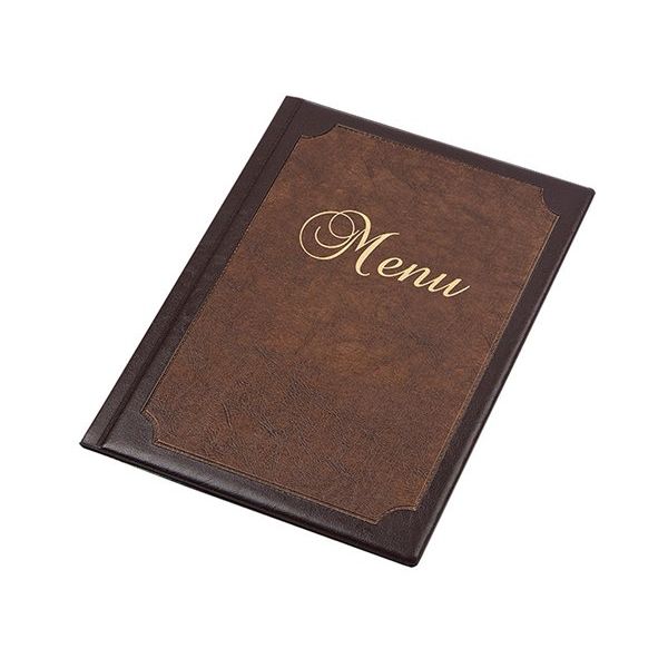 Obal na jedálny lístok, s rámom, A4, s efektom kože,  PANTA PLAST, hnedý-tmavohnedý