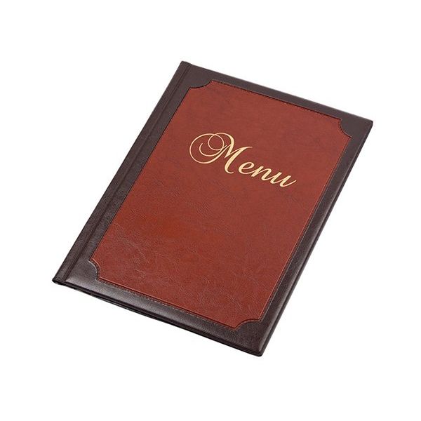 Obal na jedálny lístok, s rámom, A4, s efektom kože,  PANTA PLAST , hnedý-bordový