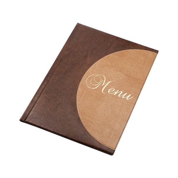 Obal na jedálny lístok, s polkruhom, A4, s efektom kože, PANTA PLAST, hnedý-svetlohnedý