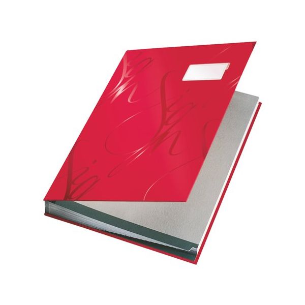 Podpisová kniha, A4, 18 listový, kartón, LEITZ "Design", červená