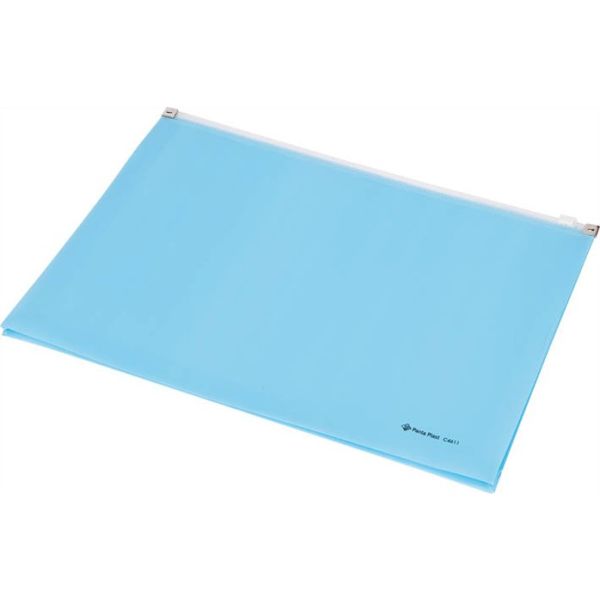 Obálka na zips, s dnom, A4, PP, PANTA PLAST, pastelovo modrá