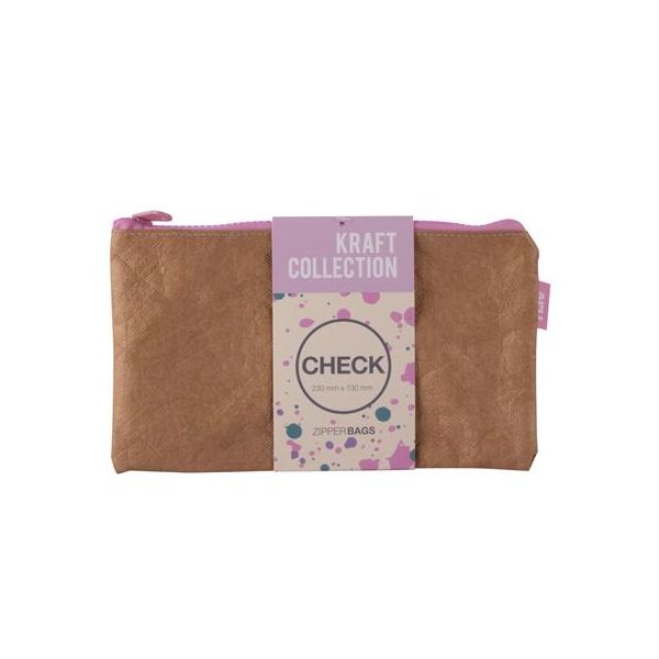 Pudro na drobnosti, na zips, textúra koženého efektu, plast, DL, APLI "Kraft", zips rôznych farieb