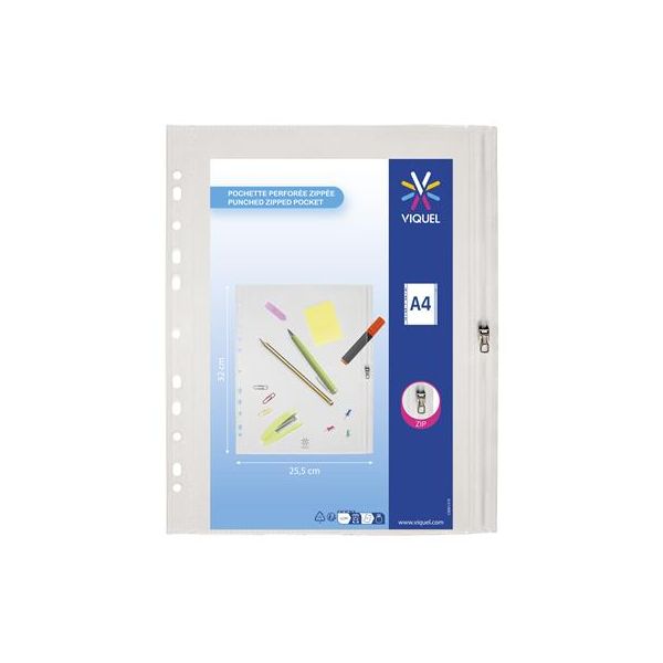 Obal na zips, A4, PP, VIQUEL "Pockets", priehľadný