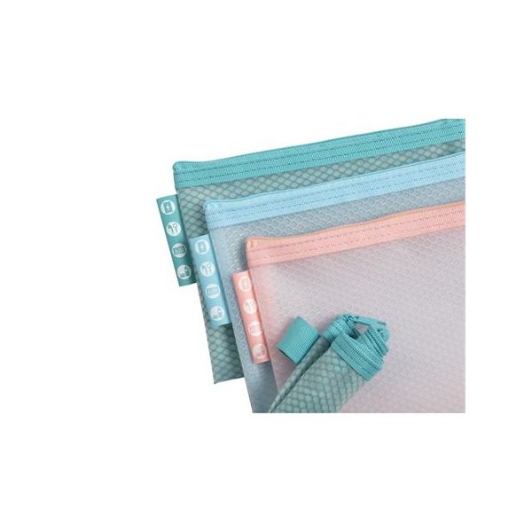 Organizačné vrecko so zipsom, sieťované, A6, EXACOMPTA "Chromaline Pastel", rôzne farby