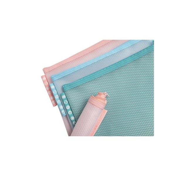 Organizačné vrecko so zipsom, sieťované, A5, EXACOMPTA "Chromaline Pastel", rôzne farby