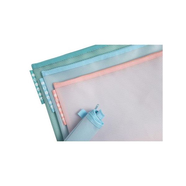 Organizačné vrecko so zipsom, sieťované, A4, EXACOMPTA "Chromaline Pastel", rôzne farby