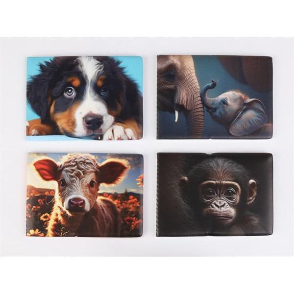 Držiak na preukazy a karty, ležatý, so 6 vkladacími listami, vzorovaný PVC, „Viaclistový“, zvieratá