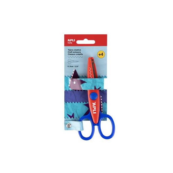 Nožnice, kreatívne, cikcak, APLI Kids "Zig-Zag", červené-modré