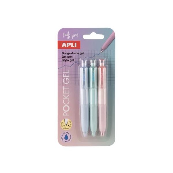 Gélové pero, mini, 0,5 mm, stláčací mechanizmus, APLI "Pocket Gel", mix pastelových farieb 