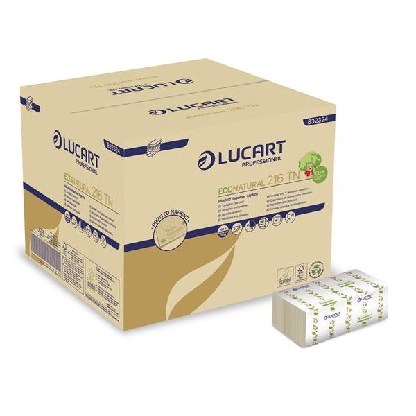 Servítky, 1/4 ohyb,  24x16 cm, LUCART "Econatural 216TN", havanna hnedá