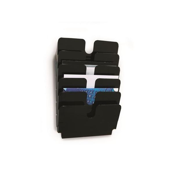 Stojan na prospekty, nástenný, horizontálny, A4, DURABLE "FLEXIPLUS 6", čierna