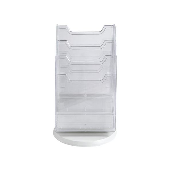 Držiak na katalógy, stolový, A4, stojatý, 6 priečinkov, EXACOMPTA, priehľadný