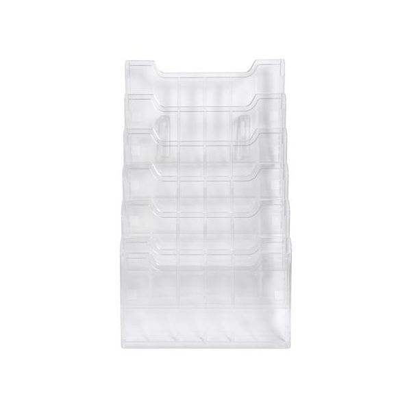 Držiak na katalógy, nástenný, ležatý, 6 priehradiek, EXACOMPTA "Office", priehľadný