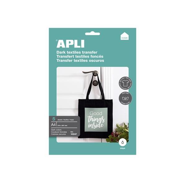 Nažehľovacia fólia, A4, do atramentových tlačiarní, na tmavé tričká, APLI