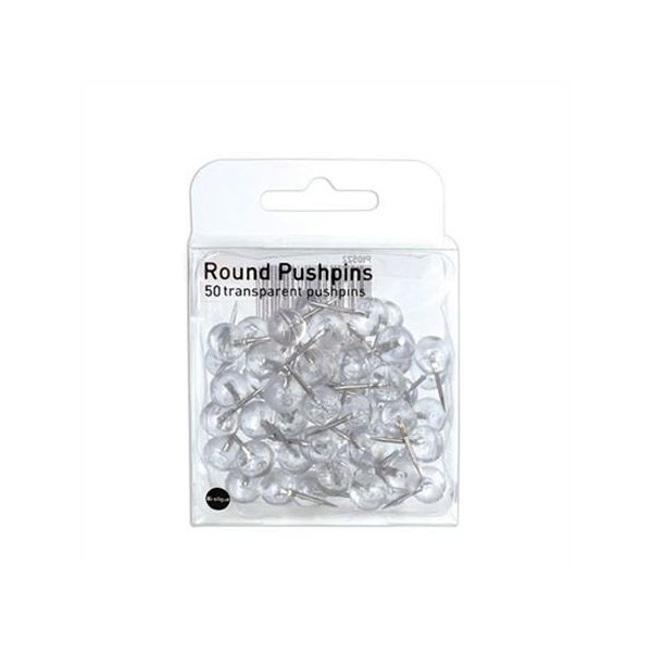 Pripináčiky, s guľatou hlavou, 50 ks, priehľadné