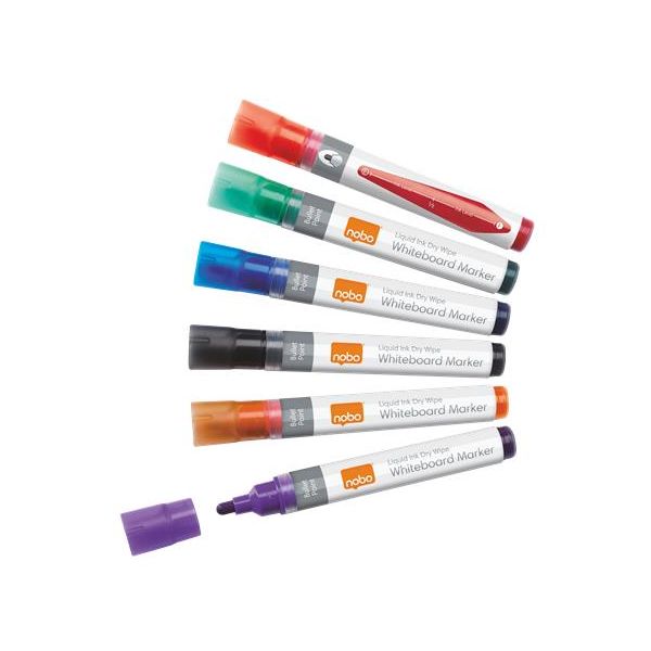 Popisovač na tabule, 1-3 mm, tekutý atrament, NOBO, 6 rôznych farieb