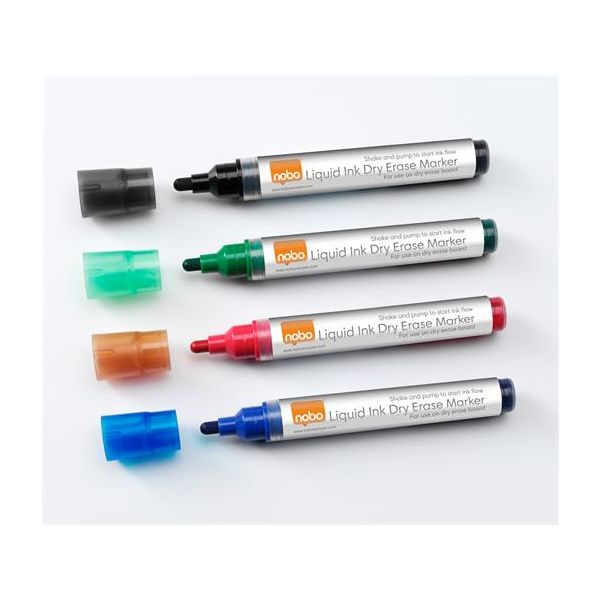 Popisovač na tabule, sada, tekutý atrament, NOBO, 4 rôzne farby