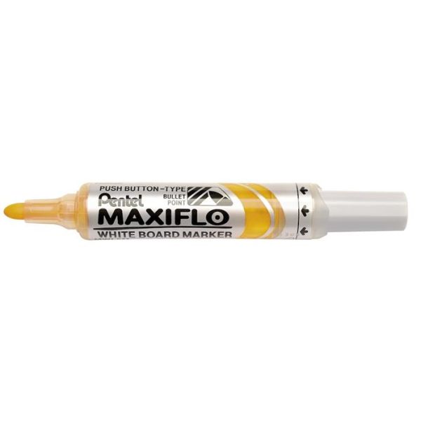 Popisovač na tabule, 2,5 mm, kužeľový hrot, PENTEL "Maxiflo MWL5M", žltá