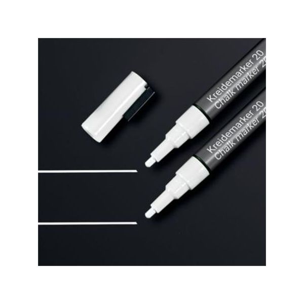 Kriedový popisovač, tekutý, zrezaný hrot, 1-2 mm SIGEL, biela