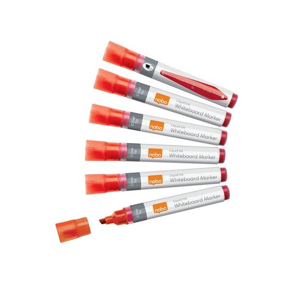 Popisovač na tabule, zrezaný hrot, 4 mm, NOBO, červená