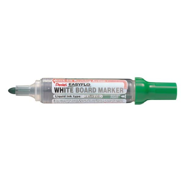 Popisovač na tabule, 6 mm, kužeľový hrot, PENTEL "Easyflo", zelená